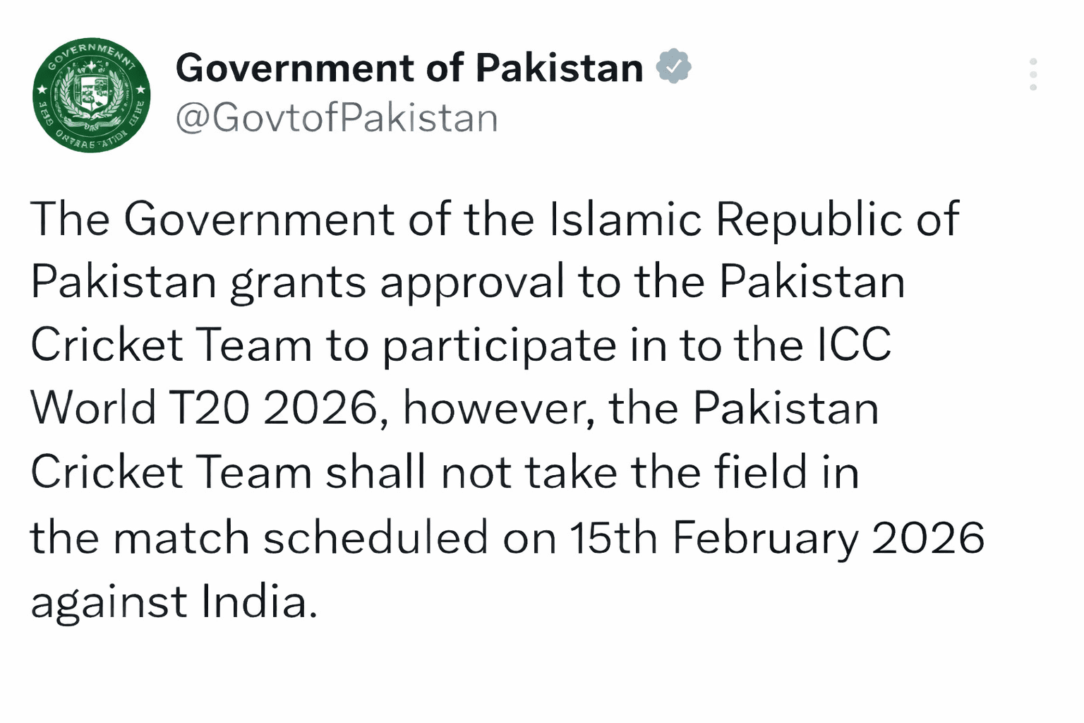 Big Blow No India-Pakistan Clash in T20 World Cup